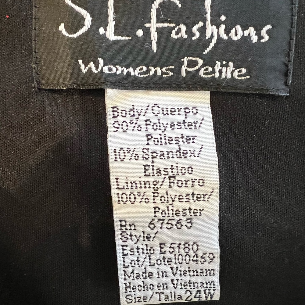 S L Fashions Black Velvet Party Dress Sparkle Tiered Womens 24 Petite Cocktail - Picture 7 of 10